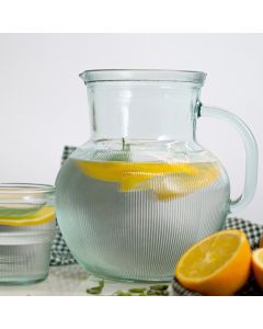 Grehom Recycled Glass Clear Jug - Ribbed; 2.3 Litre Pitcher