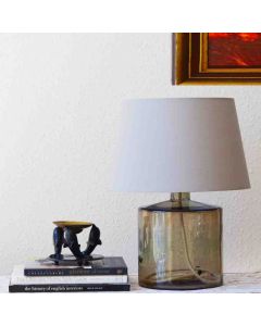 Grehom Table Lamp Base- Cylinder (Smoke); 32 cm Recycled Glass Table Lamp Base