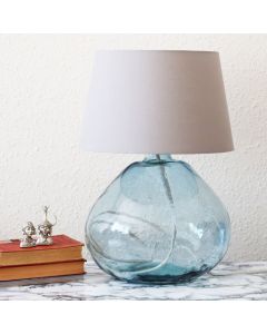 Grehom Table Lamp Base-Bubble (Light Blue); 39 cm Recycled Glass Lamp Base