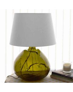 Grehom Table Lamp Base- Bubble (Dark Green); 39 cm Recycled Glass Lamp Base
