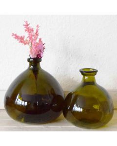 Grehom Recycled Glass Vase- Bubble (Olive Green); 23 cm Vase