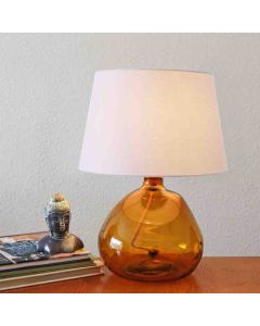 Grehom Table Lamp Base- Bubble (Orange); 32 cm Recycled Glass Lamp Base