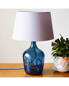 Grehom Table Lamp Base- Demijohn (Dark Blue); 36 cm Recycled Glass Table Lamp Base