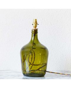 Grehom Table Lamp Base- Demijohn (Olive Green); 36 cm Recycled Glass Table Lamp Base