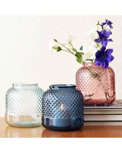 Grehom Recycled Glass Vase- Diamond; 18 cm Flower Vase