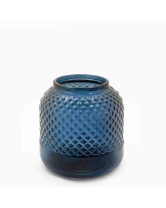 Grehom Recycled Glass Vase - Diamond (Blue); 18 cm Flower Vase