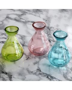Grehom Recycled Glass Bud Vase - Classic (Silk); 10 cm Vase; Set of 3 Multi-coloured Vases