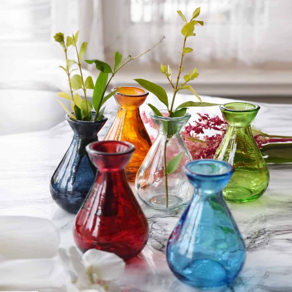 Recycled Glass Coloured Bud Vases
