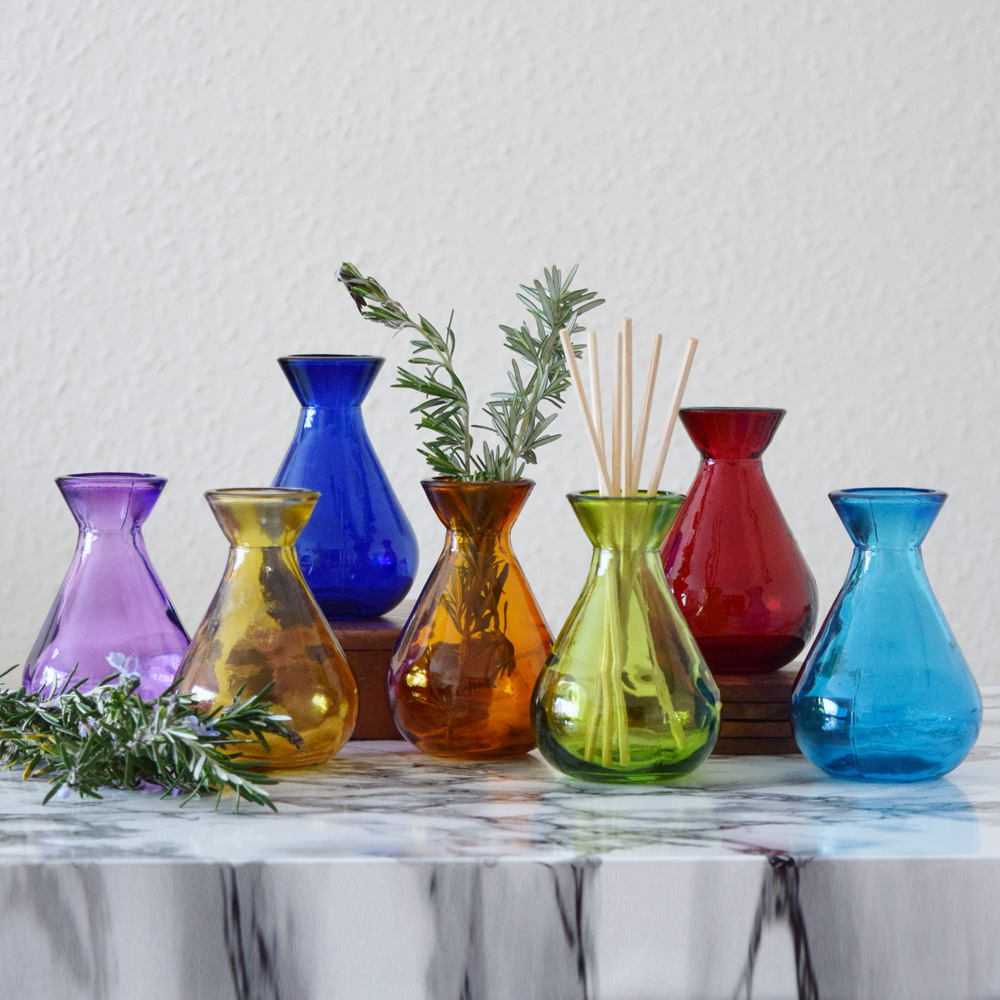 Recycled Glass Coloured Bud Vases
