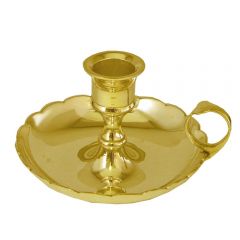 Grehom Brass Candlestick - Golden Mantelpiece (Large); 6 cm Candle Holder