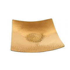 Grehom Candle Plate - Hammered (Golden); 14 cm metal plate