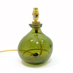 Grehom Table Lamp Base- Bubble (Olive Green); 24 cm Recycled Glass Lamp Base