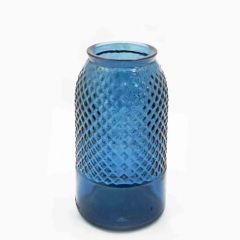 Grehom Recycled Glass Vases (Set of 6) - Diamond (Blue); 27 cm Flower Vase