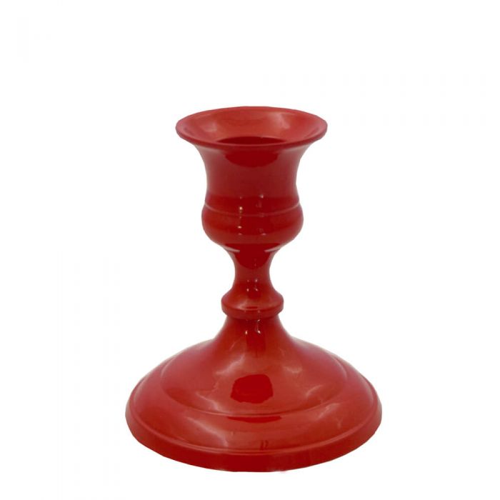 Grehom Brass Candlestick - Nice & Simple (Red); 8 cm Candle Holder