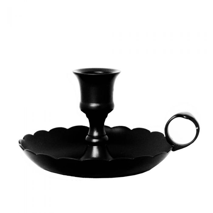 Grehom Brass Candlestick - Black Mantelpiece (Large); 6 cm Candle Holder