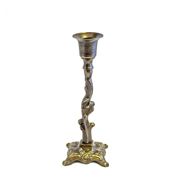 Grehom Brass Candlestick- Spiral Antique; 18 cm Candle Holder