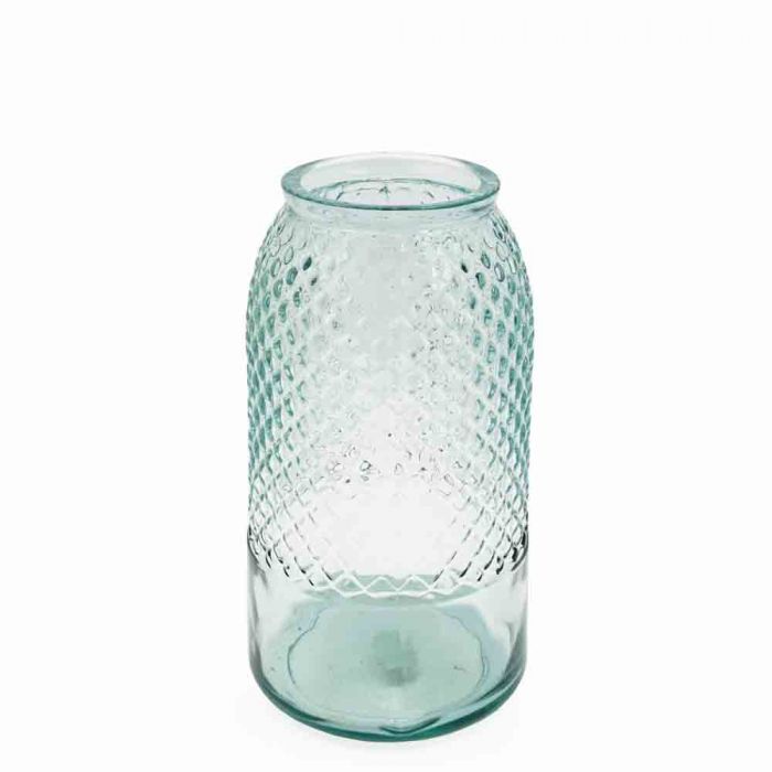 Grehom Recycled Glass Vase - Diamond (Natural); 27 cm Flower Vase